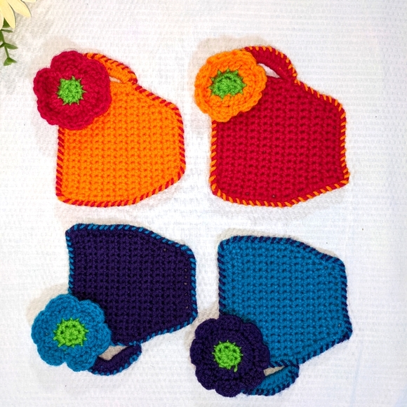 ☕ Coffee Cup Coasters Flower Crochet Set of 4 HANDCRAFTED GIFT! - Picture 11 of 12